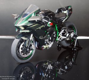 tamiya 1/12 kawasaki ninja h2r full carbon & chameleon paint
