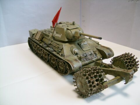 T34 Russian tank,equipped with Mine Roller